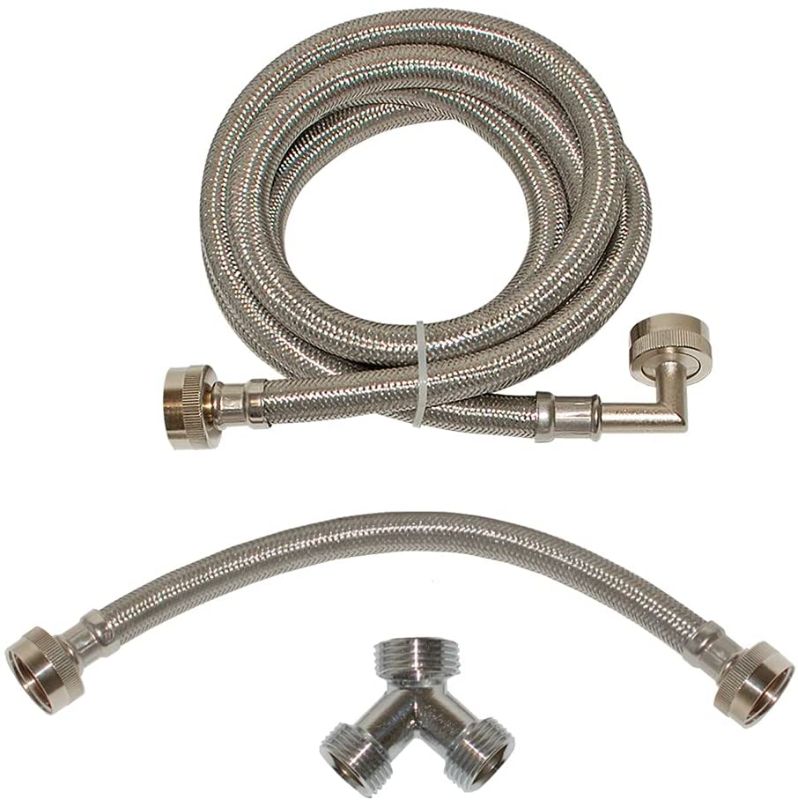 Photo 1 of EZ-FLO Steam Dryer Installation Kit, 3/4 Inch FHT Fill Hose, 90 Degree Elbow, 6 ft Braided Stainless Steel Hoses, 41025
