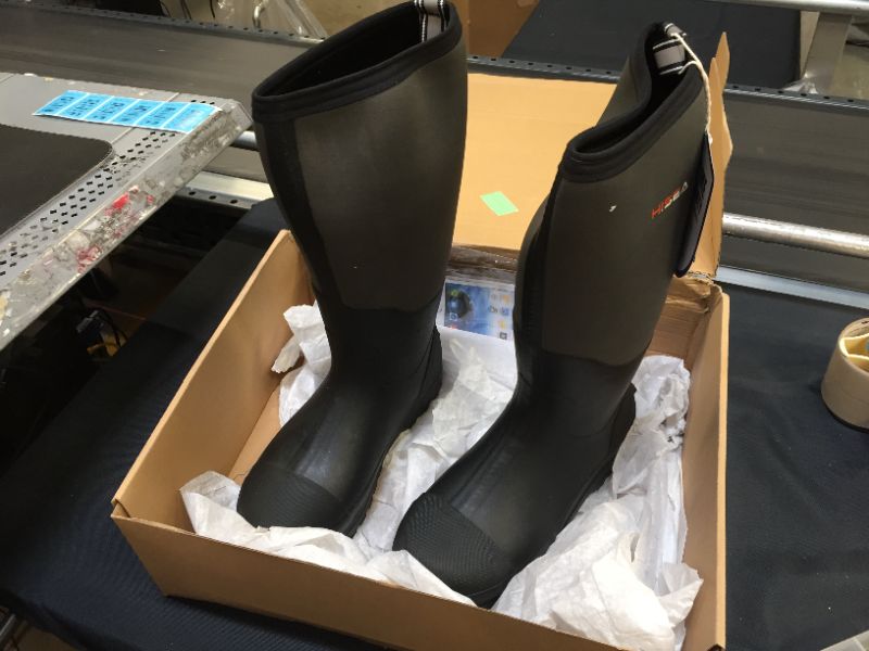 Photo 1 of HISEA Rubber Rain Boots for Men Insulated Hunting Boots Waterproof Neoprene Work Boot for Farming Fishing
