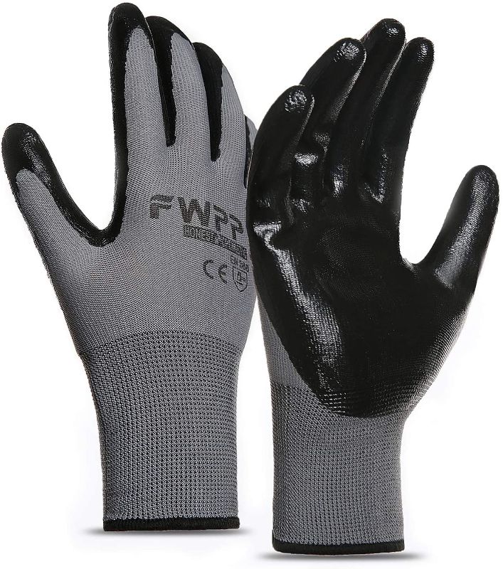 Photo 1 of 
FWPP GN005001L6 Black Nitrile Coated Work Gloves Construction Gloves Pack of 6Pairs Large