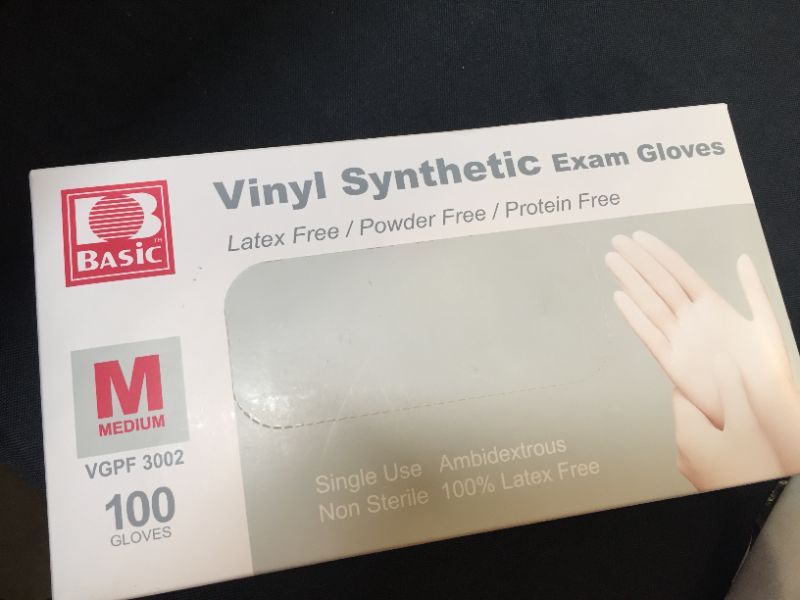 Photo 2 of Basic Medical Exam Gloves (Medium) 100 Gloves Latex Free, Powder Free
