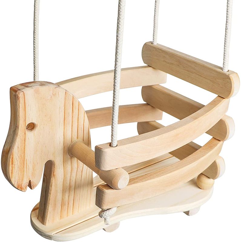 Photo 1 of Ecotribe Wooden Horse Swing - Hanging Indoor Swing for Kids – Toddler Swing Set & Baby Swing for Indoor Playground or Outdoor Play Toys & Backyard Use. 6 Months to 3 Years
 FACTORY SEALED BRAND NEW 