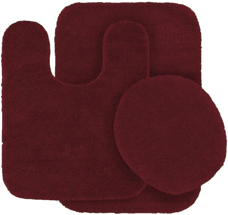 Photo 1 of 3 pc Solid Burgundy Bathroom Rug Set Bath mats Bath Set Super Soft Anti Slip Soft Mats New
