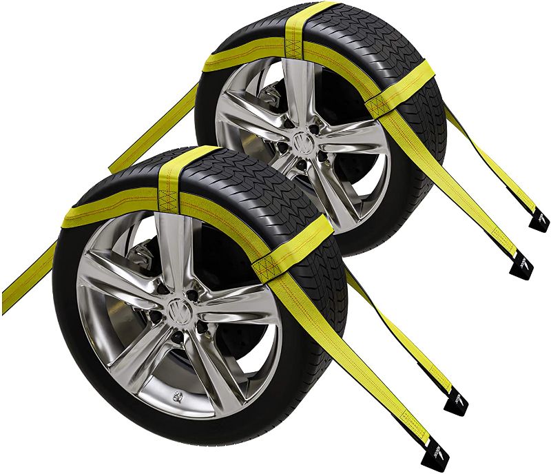 Photo 1 of 2X Dolly Basket Straps with Flat Hooks | Car Basket Straps Adjustable Two Dolly DEMCO Wheel Net | Fits 19-21 Inches Tire Wheels and 3330 lbs Load Capacity
