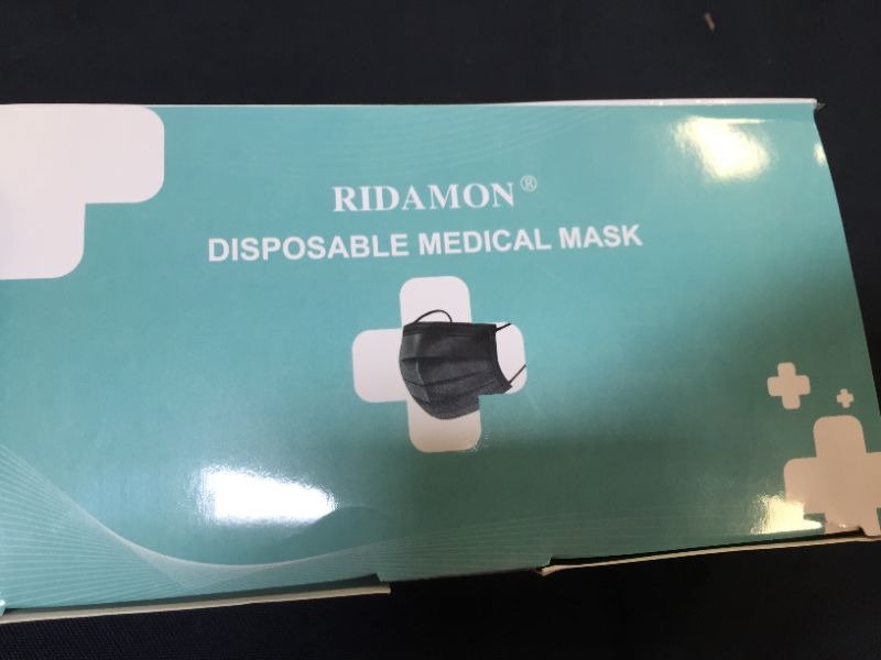 Photo 1 of Black disposable face masks medical grade,3 layermasks disposable 50 pack 2 count 
