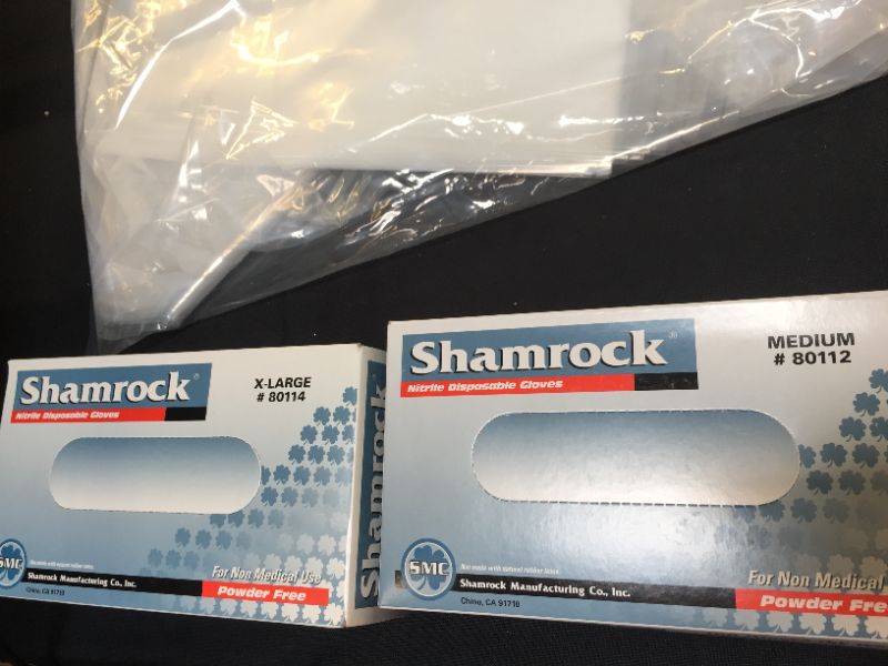 Photo 2 of Shamrock  Powder Free General Purpose Textured Blue 9 inch Nitrile Small Industrial Gloves -  100 gloves 2 count one medium one x large 