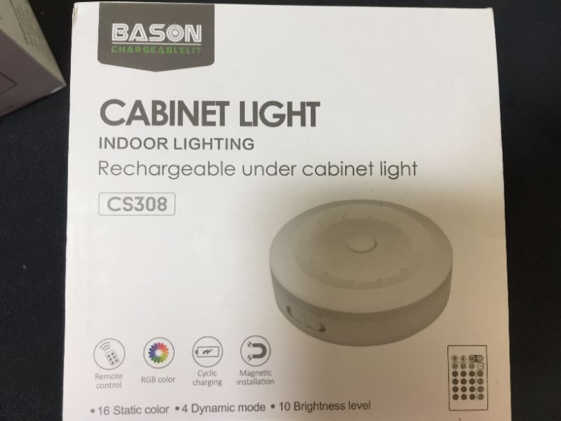 Photo 1 of Bason Rechargeable Puck Lights with Remote, Color Changing Lights,Under Cabinet led Lighting, RGB Wireless Light for Kitchen,Closet,Display Case,2 Pack
 