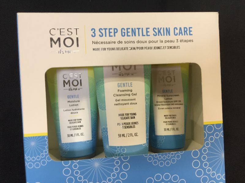 Photo 2 of C'est Moi 3 Step Gentle Skin Care Set | Kit includes Gentle Foaming Cleansing Gel, Gentle Moisture Lotion, & Gentle Mineral Sunscreen Lotion Broad Spectrum SPF 30, Clarifying & Moisturizing System