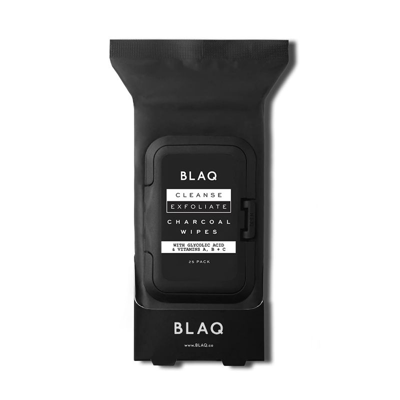 Photo 1 of BLAQ Activated Charcoal Face Wipes | Dual Sided Charcoal Facial Cleansing Wipes | Makeup Remover Wipes, Exfoliating Face Wipes, Deep Pore Cleanser Facial Wipes - Travel Size Face Wash Cloth - 25 pcs
