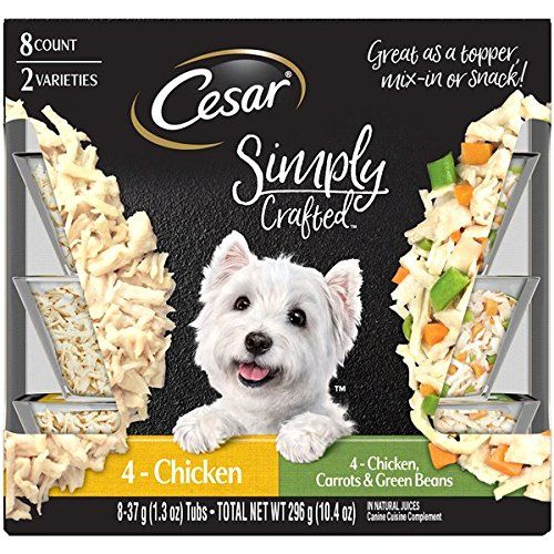 Photo 1 of Cesar SIMPLY CRAFTED Adult Wet Dog Food Cuisine Complement Variety Pack Chicken, and Chicken, Carrot and Green Bean, 1.3 Ounce Tubs

