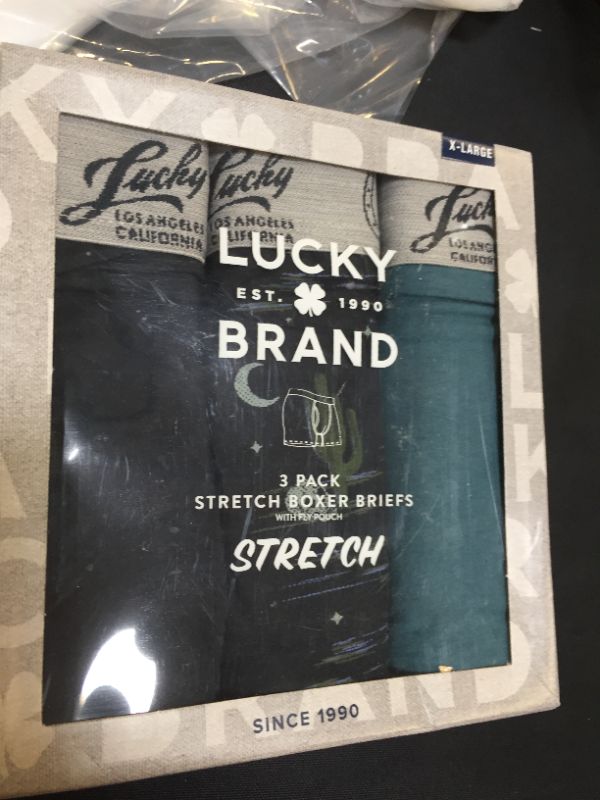 Photo 2 of Lucky Brand Men's Underwear - Cotton Stretch Boxer Briefs (3 Pack) size extra large 
