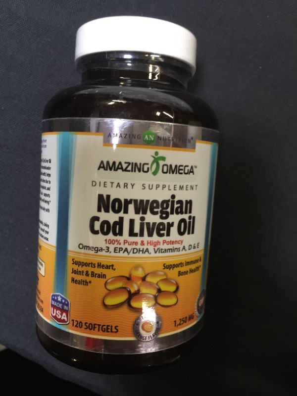 Photo 2 of Amazing Omega Norwegian Cod Liver Oil 1250mg 120 Softgels


