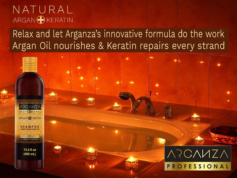 Photo 1 of Arganza Argan Oil Shampoo – Revitalize and Restore Moisturizing Shampoo for Dry Damaged Hair – Moroccan Argan Oil + Keratin Shampoo for Color Treated Hair Tame Frizz, Nourish and Shine, 13.5oz
