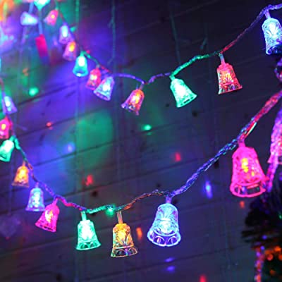 Photo 1 of Christmas String Lights, Battery Operated LED Outdoor String Lights, 2 Modes Waterproof Bells String Lights Multicolor for Christmas Decor, Party, Garden, Patio, Fence and Holiday Decor (Multicolor)