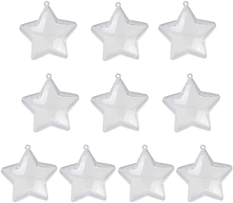 Photo 1 of 10 Pieces of Transparent Plastic Filled Star Ball Ornaments Christmas Birthday Wedding Party Decorations (80mm) (Star)
