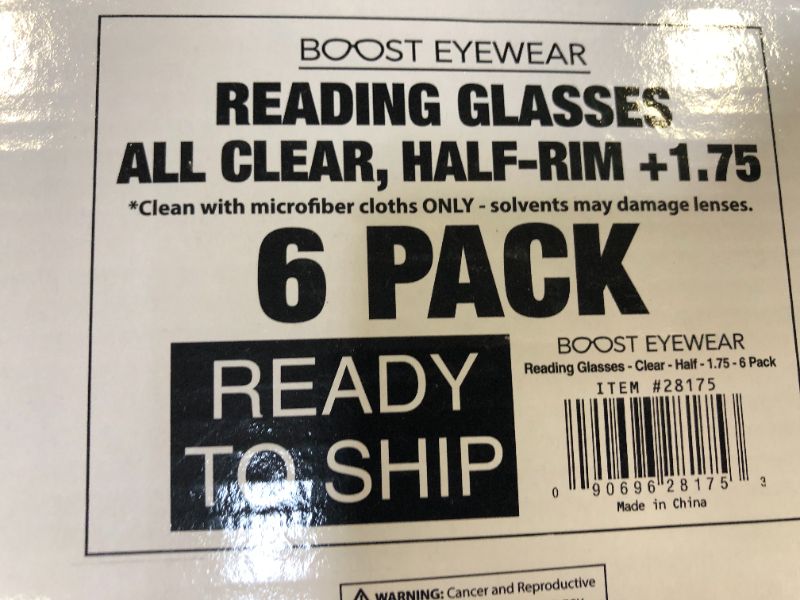 Photo 4 of 6 Pack Reading Glasses by BOOST EYEWEAR, Clear Half Rim Frames, for Men and Women, with Comfort Spring Loaded Hinges, Clear, 6 Pairs

