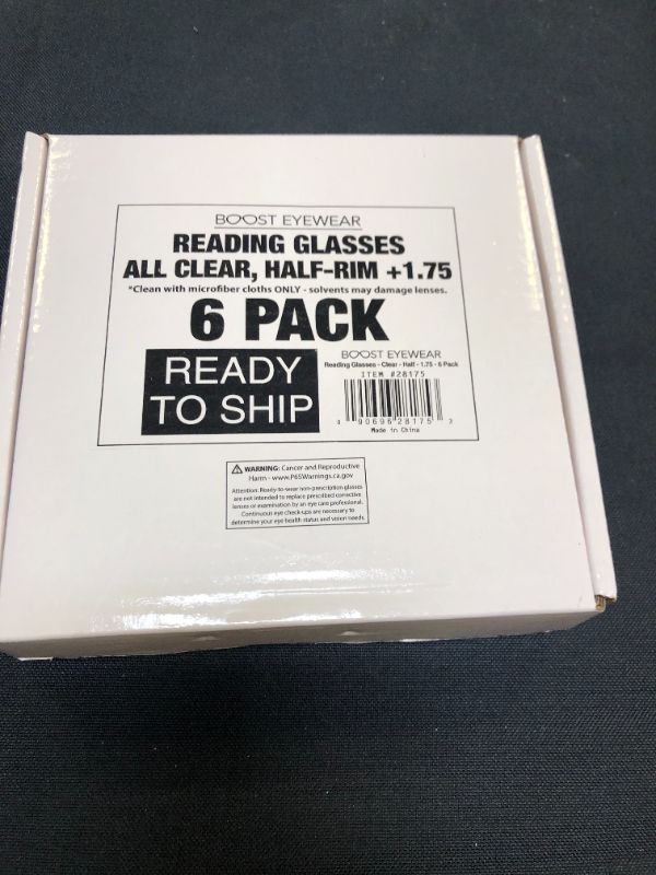 Photo 2 of 6 Pack Reading Glasses by BOOST EYEWEAR, Clear Half Rim Frames, for Men and Women, with Comfort Spring Loaded Hinges, Clear, 6 Pairs

