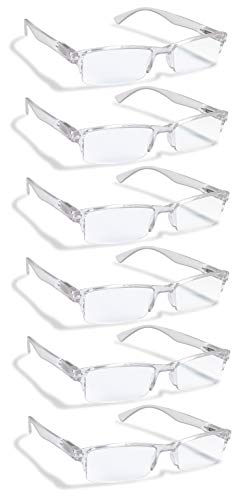 Photo 1 of 6 Pack Reading Glasses by BOOST EYEWEAR, Clear Half Rim Frames, for Men and Women, with Comfort Spring Loaded Hinges, Clear, 6 Pairs

