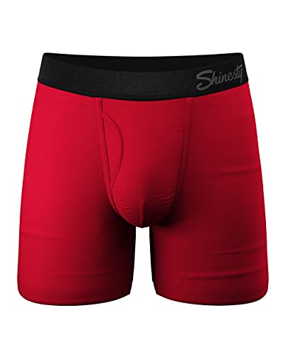 Photo 1 of Shinesty Mens Boxer Briefs, Supportive Ball Hammock Mens Underwear with Pouch and Fly for Balls, Mens Sexy Underwear, Super Soft, Breathable and Moisture Wicking, 1 Pack X-Large Red

