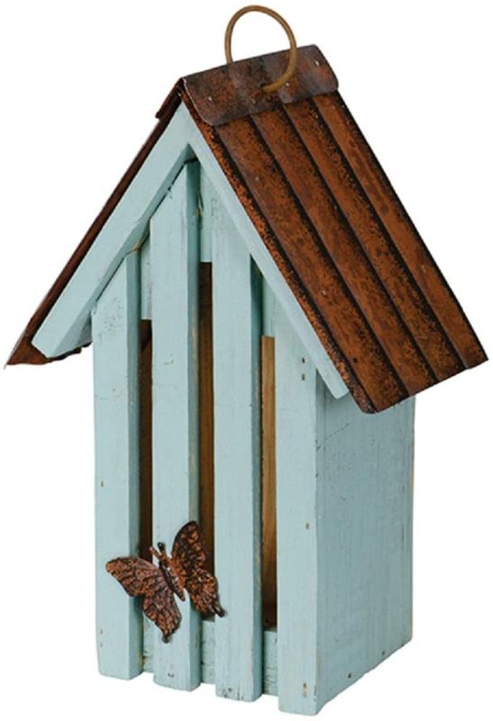 Photo 1 of Carson 63400 Blue Butterfly House Birdhouse, 9.25-inch Height