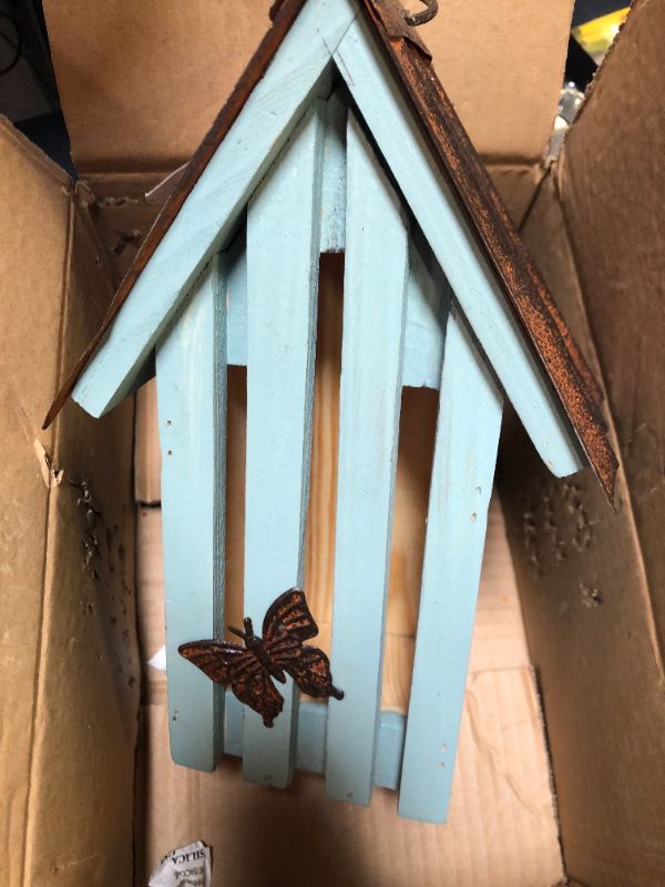 Photo 2 of Carson 63400 Blue Butterfly House Birdhouse, 9.25-inch Height