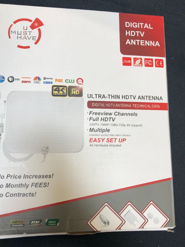 Photo 1 of U Must Have Amplified HD Digital TV Antenna Long 180 Miles Range - Support 4K 1080p Fire tv Stick and All TV's - Smart Switch Amplifier Signal Booster