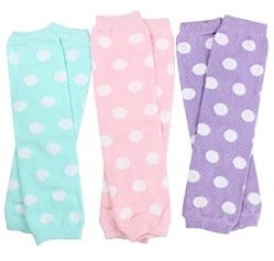 Photo 1 of juDanzy 3 Pair Baby Girl Leg Warmers Aqua Polka Dot, Powder Pink Polka Dot, Lavender Polka Dot (One Size)