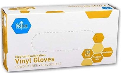 Photo 1 of MedPride Powder-Free Vinyl Exam Gloves, Large, Box/100
