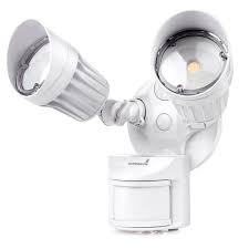 Photo 1 of 2-Head 100-Watt Equivalent Integrated LED White Weather Resistant Motion Sensing Security Area Light, 5000K
