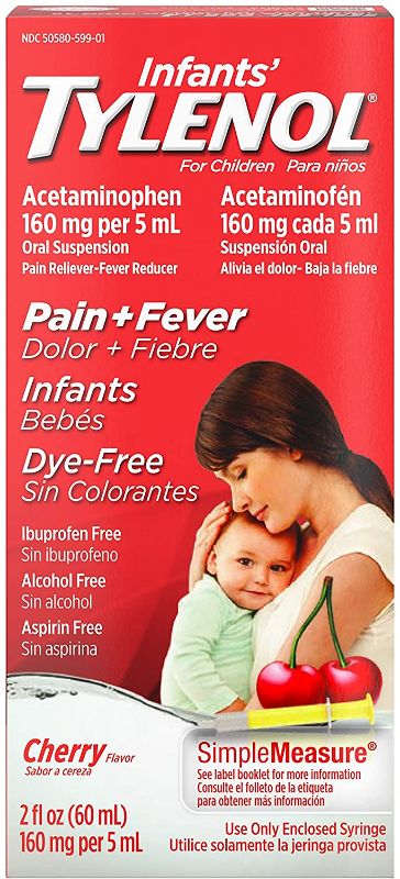 Photo 1 of Infants' Tylenol Liquid Medicine with Acetaminophen, Pain Plus Fever Relief, Dye-Free Cherry, 2 fl oz
BB: 3/22
