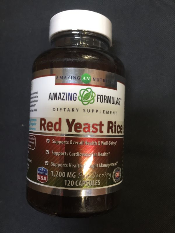 Photo 2 of Amazing Nutrition Red Yeast Rice 1200mg Per Serving Capsules--expires Sep 2022 
