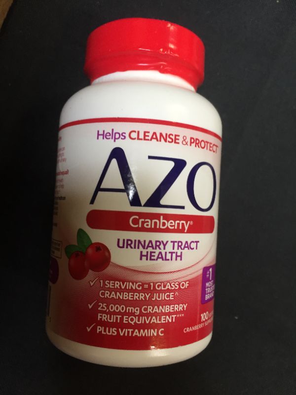 Photo 1 of AZO Cranberry Urinary Tract Health Dietary Supplement 1 Serving 1 Glass of Cranberry Juice Helps cleanse and protect the urinary tract Fast Acting 100 Softgels--expires  Nov 2022
