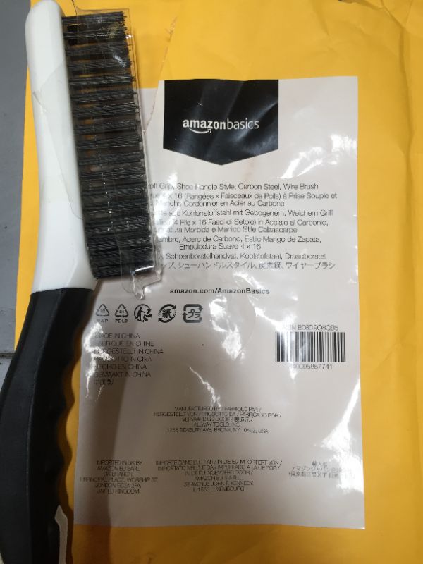 Photo 2 of Amazon Basics 4 x 16 Soft Grip, Shoe Handle Style, Carbon Steel, Wire Brush
