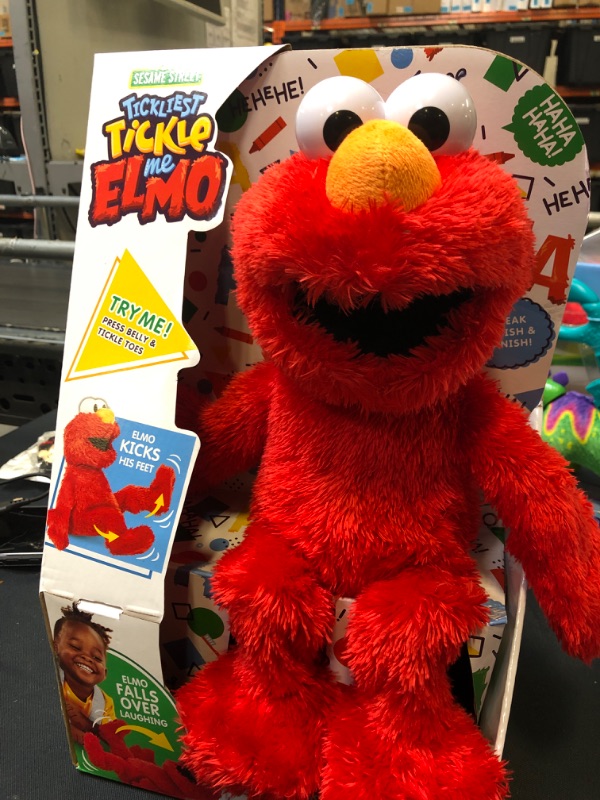 Photo 2 of Sesame Street Tickliest Tickle Me Elmo, Laughing, Talking, 14-Inch Elmo Plush Toy, Toddler Toys, Kids 18 Months & Up