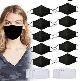 Photo 1 of 10 Pcs Reusable Face Protection with Elastic Earloops,Breathable Cotton Dust Cloth Face Protection with 10 Pcs Replacement Carbon Filters Suitable for School,Office,Home and Outdoors Daily Use
