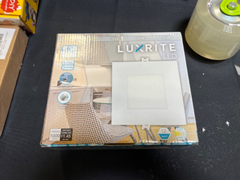 Photo 3 of Luxrite 6 Inch Ultra Thin Square LED Recessed Lighting, 5 Color Options 2700K - 5000K, Dimmable LED Downlight, 12W, IC & Wet Rated, 1000 Lumens, Canless LED Recessed Light, ETL
