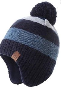 Photo 1 of AHAHA Boys Winter Hat Baby Beanies with Earflap Upgrade Fleece-Lined Skiing Toddler Hat
