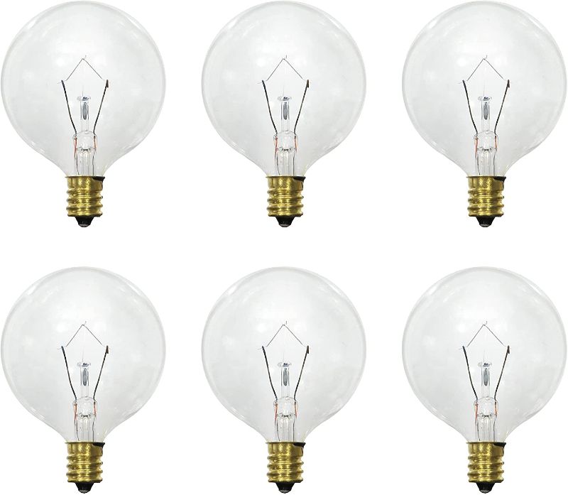 Photo 1 of SYLVANIA Incadescent Globe Shape Décor Light Bulb, G16.5, 25W, E12 Candelabra Base, 180 Lumens, 2850K, Soft White - 6 Pack (13618)
