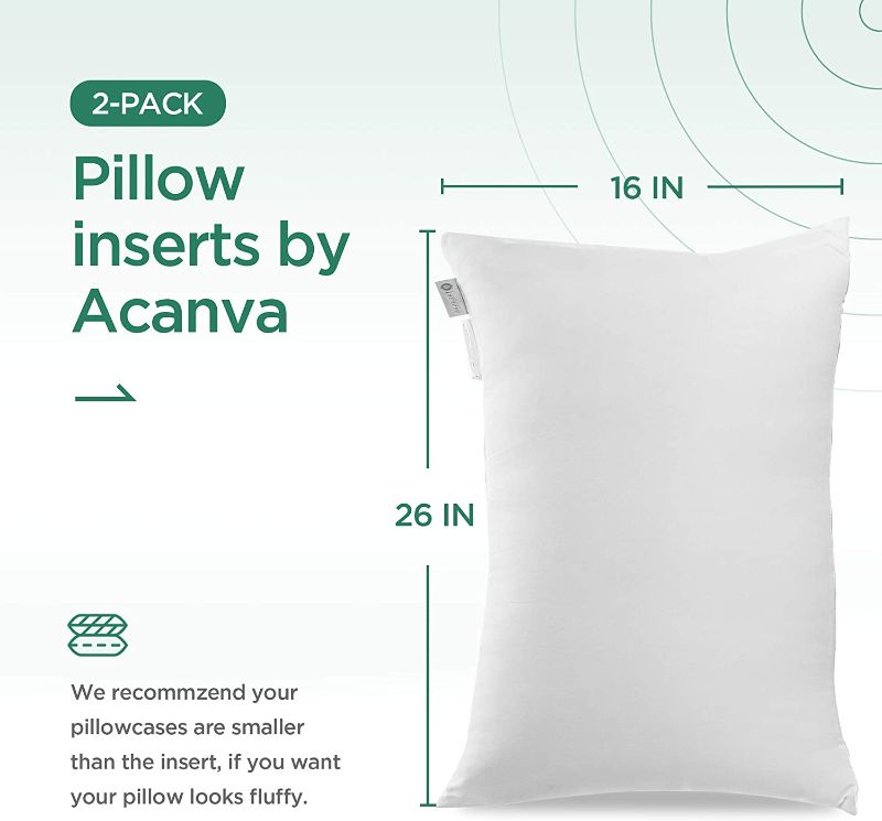 Photo 1 of Acanva Premium Throw Pillow Inserts with Microfiber Filled, Lumbar Support Decorative Stuffer for Sofa Bed Couch & Chairs, 16x26, White