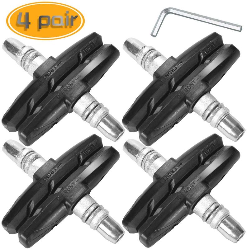 Photo 1 of WTSHOP 4 Pairs V Bike Brake Pads with Hex Nuts and Spacers, Road Mountain Bicycle V-Brake Blocks Shoes