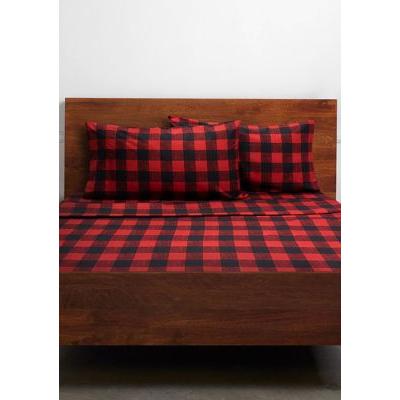 Photo 1 of  1500 Supreme Sweet Home Collection Buffalo Plaid Microfiber Bed Sheet Set, 3 Piece Black/Red Twin
