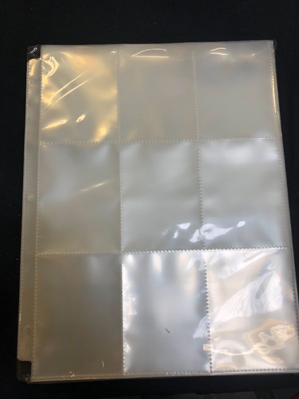 Photo 2 of 100/Box Clear Heavyweight Trading Card Sleeve Pages, 9 Pockets Per Sheet, Single Sided, 900 Pockets, 3 Ring Binder Sheets, by Gold Seal, 100 Count
