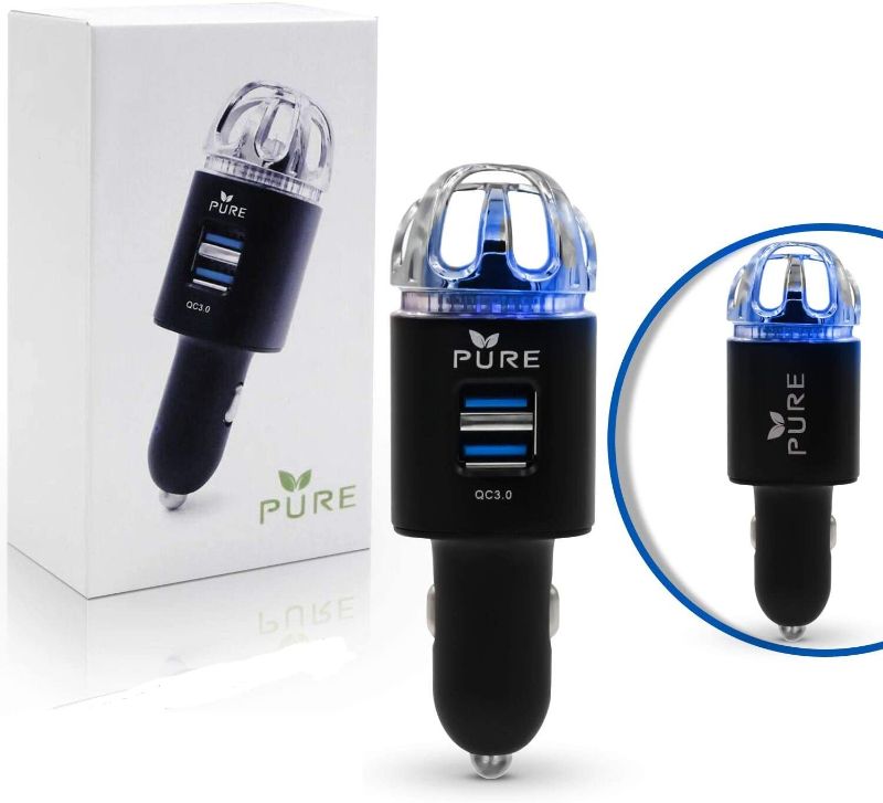 Photo 1 of Car Air Purifier Premium Air Ionizer & Car Charger Accessory w/ Dual USB Ports - Quick Charge 3.0 - Eliminate Allergens Bad Odor Pet Smell Smoke Pollen Mold Bacteria Viruses PM2.5 & VOCs Deodorizer
