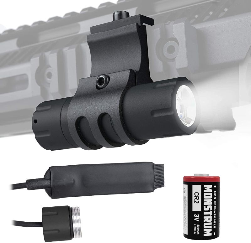Photo 1 of Monstrum 100 Lumens Ultra-Compact Flashlight with 90 Degree Offset Rail Mount and Detachable Remote Pressure Switch
