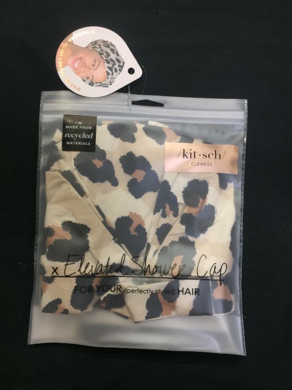 Photo 2 of Kitsch Luxury Shower Cap for Women - Waterproof, Fashionable, Reusable Shower Cap for Long Hair (Leopard)