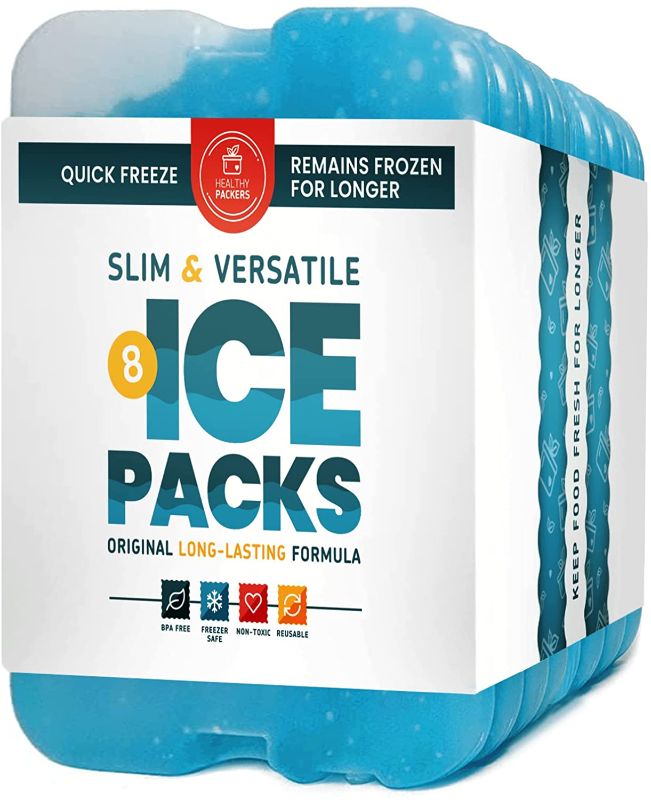 Photo 1 of Ice Packs for Lunch Bags - Original Cool Pack | Slim & Long-Lasting Reusable Ice Pack for Lunch Box, Lunch Bag and Cooler | Freezer Packs for Coolers (Set of 8)