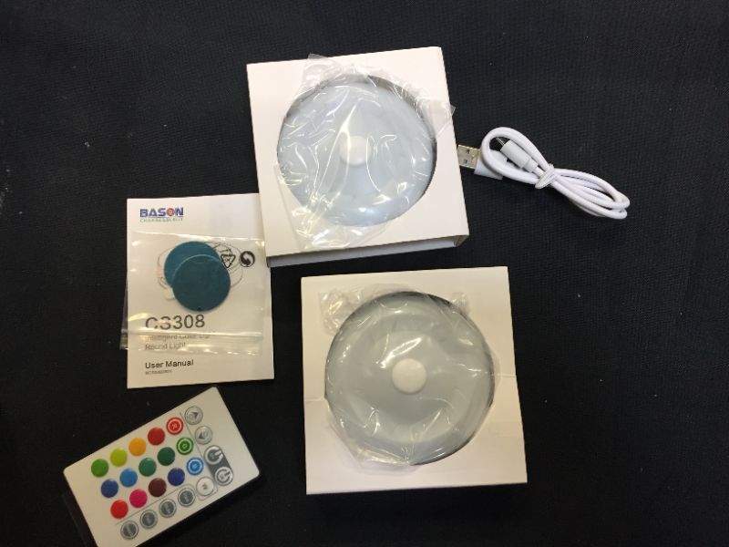 Photo 2 of Bason Rechargeable Puck RGB Lights with Remote, Color Changing 2 Pack