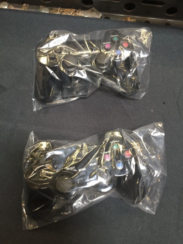 Photo 2 of BLUE LAKE Performance 2 Pack Wireless Controller 2.4G Compatible with Sony Playstation 2 PS2 (Jet Black)
