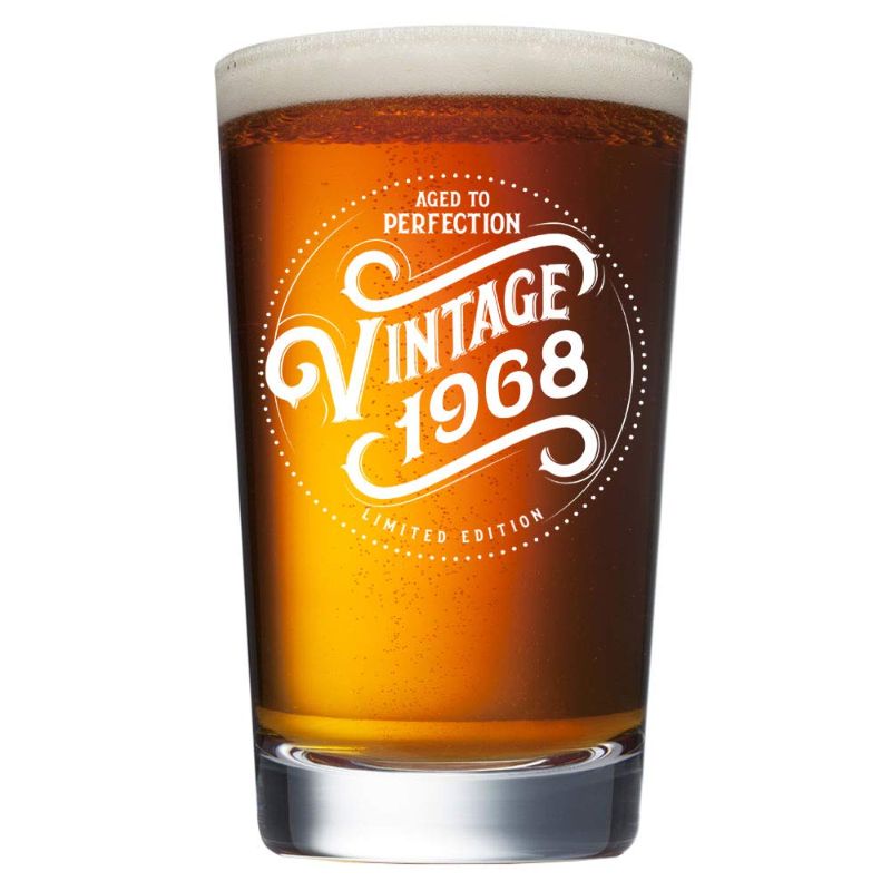 Photo 1 of 1968 52nd Birthday Gifts for Men and Women Beer Glass | 16 oz 