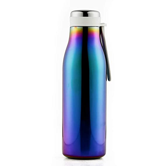 Photo 1 of AlwaysU 17 oz Rainbow Water Bottle Vacuum Insulated Double Wall 18/10 Stainless Steel Leak Proof Narrow Mouth Silicone Strap Non Slip Bottom Summer Sport Outdoor Camping Hiking Cycling
