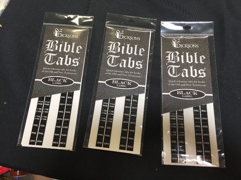 Photo 2 of 3 pack  Black Quick Reference Adhesive Old and New Testament Bible Indexing Tabs
